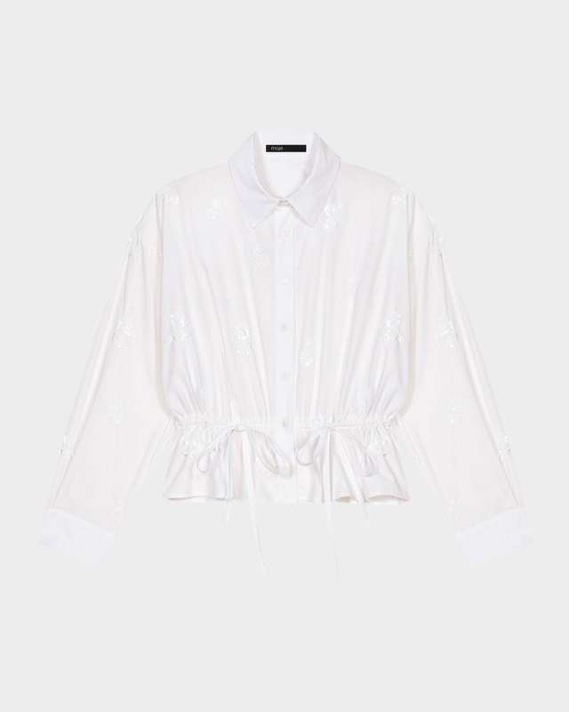 Sequined Peplum-Hem Shirt